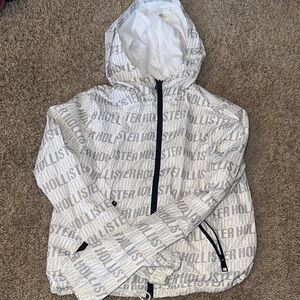 Hollister White Hooded Windbreaker